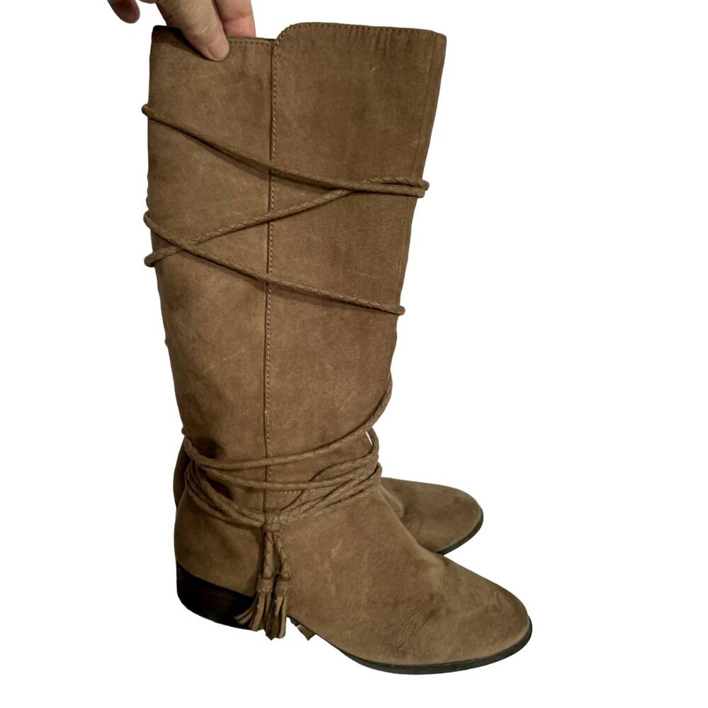 American Eagle Women's Brown Tall Boots Size 3 Full Zip Decorative Cord